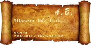 Albecker Bálint névjegykártya