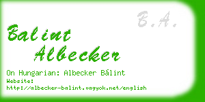 balint albecker business card