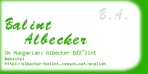 balint albecker business card